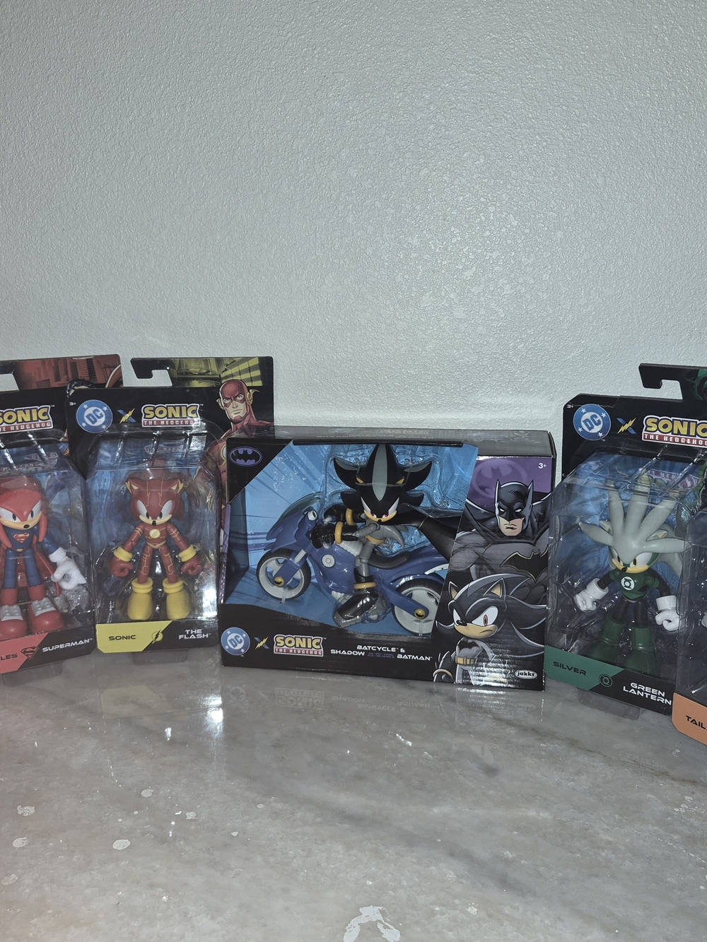 DC x Sonic the Hedgehog Jakks P. Complete Collection Shadow w/ batcycle- New